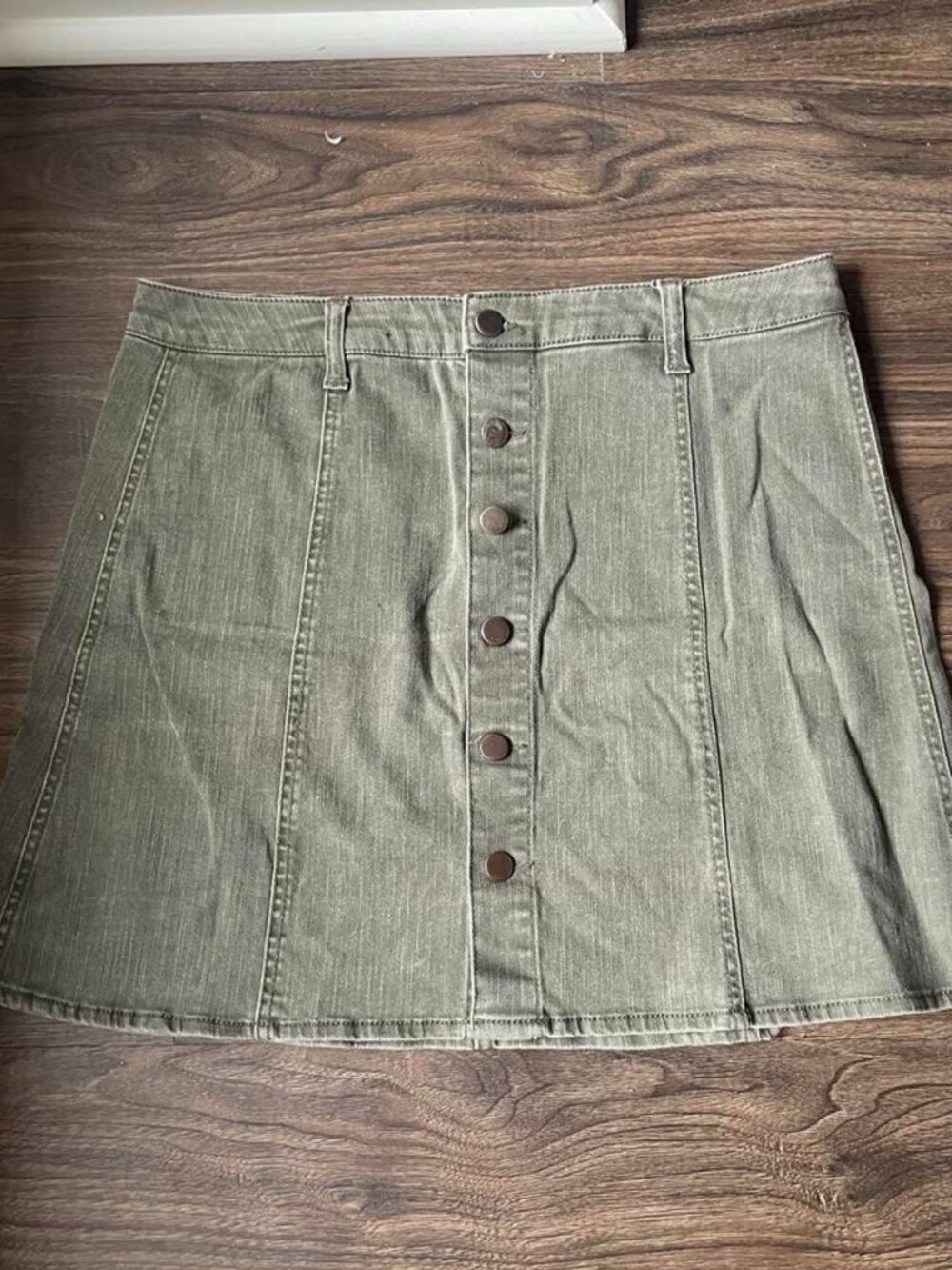 Green Denim Mini Skirt